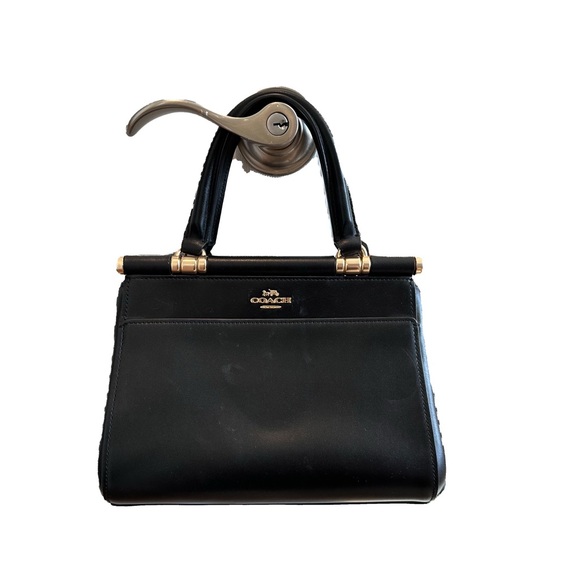 Coach Grace Bag 20 Black Leather Crossbody Satchel Top Handle Purse - Picture 4 of 16